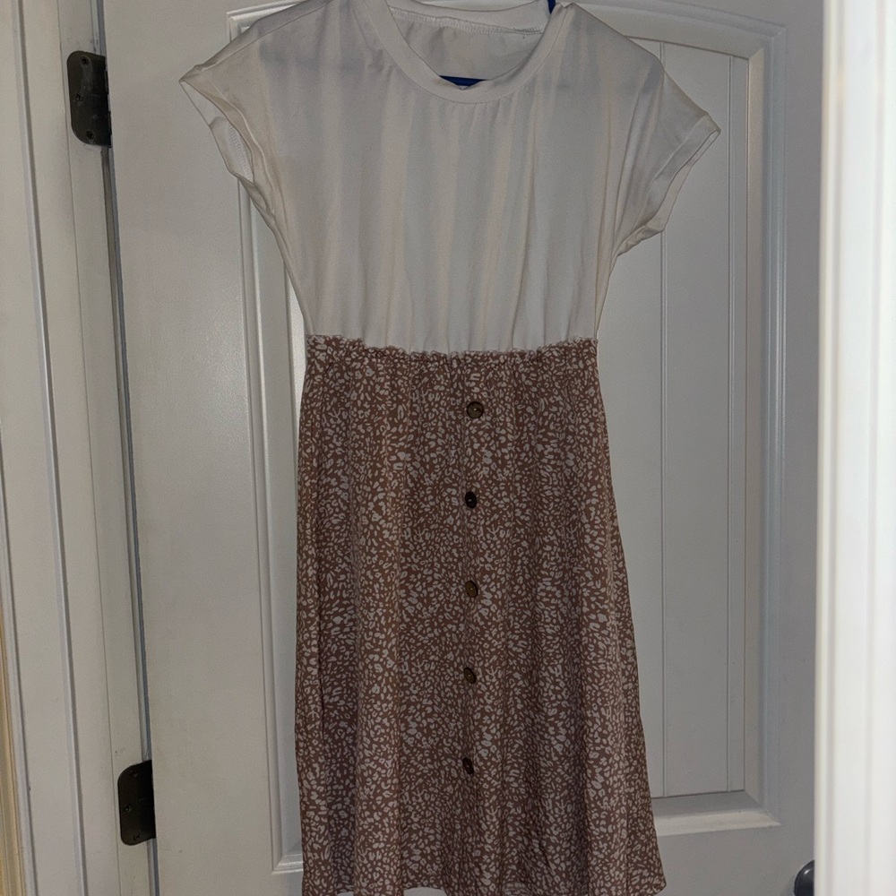 SHEIN White and Brown Casual Dress